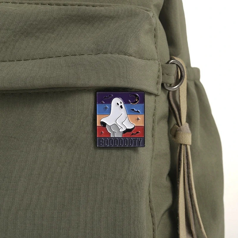 Funny Booooty Ghost Enamel Pin Badge Booty Scary Pun Spooky Halloween
