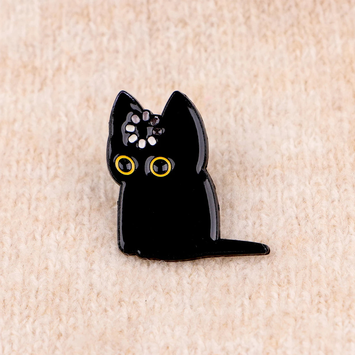 Brain Loading Funny Black Cat Enamel Brooch Lapel Pin Badge Novelty Gift
