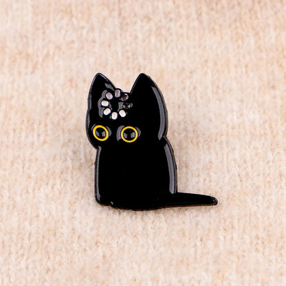 Brain Loading Funny Black Cat Enamel Brooch Lapel Pin Badge Novelty Gift