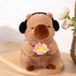 25CM Cute Capybara Plush Toy with Ear Muffs and Flower -  Autumn Winter Seasonal