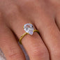 925 Sterling Silver / Golden Ring with Pear Shape Zircon Gemstone – Womens Elegant Engagement Wedding Promise Band