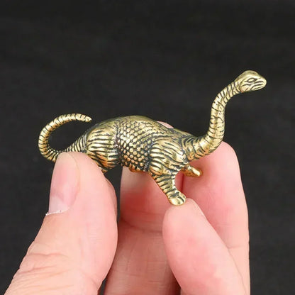 Mini Brass Copper Metal Dinosaur Figurine – Desk Buddy Ornament Collectible