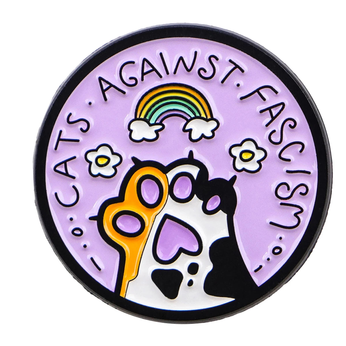 Cats Against Fascism Cat Paw Statement Enamel Brooch Lapel Pin Badge Feminism
