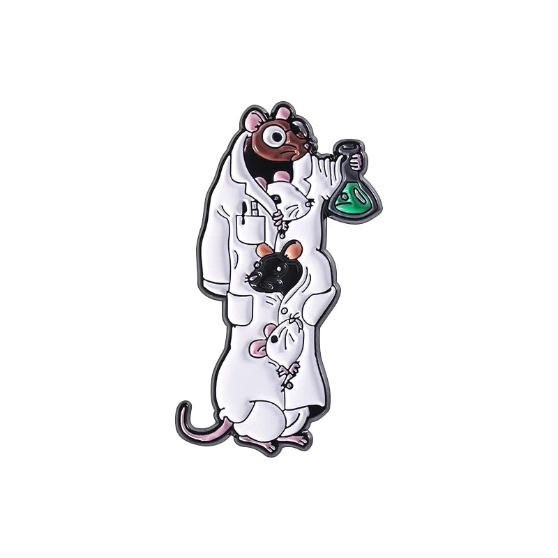 Funny Doctor Nurse Veterinarian Duck Dog Rat Enamel Brooch Lapel Pin Badge Novelty Gift