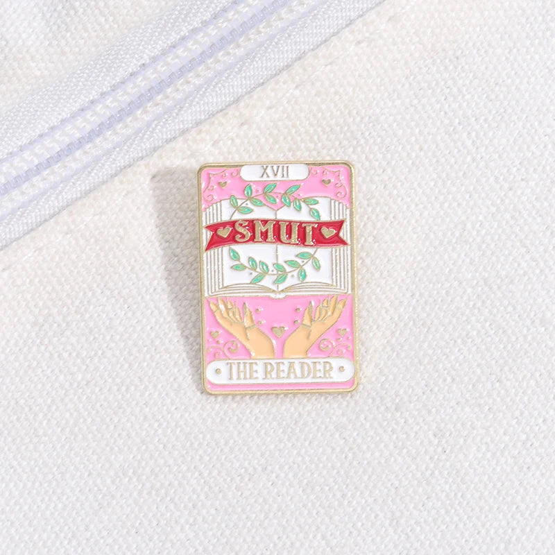 SMUT THE READER Tarot Card Brooch Enamel Pin Badge Book Lover Lapel Backpack Gift