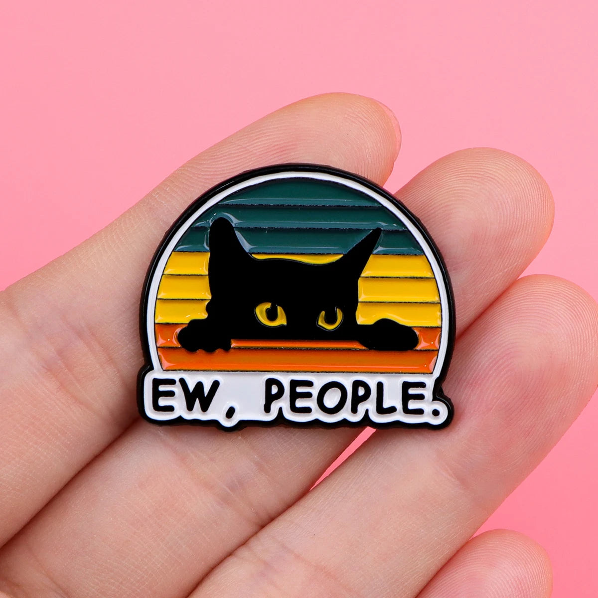 Ew People Funny Sarcastic Black Cat Enamel Brooch Lapel Pin Badge Novelty Gift