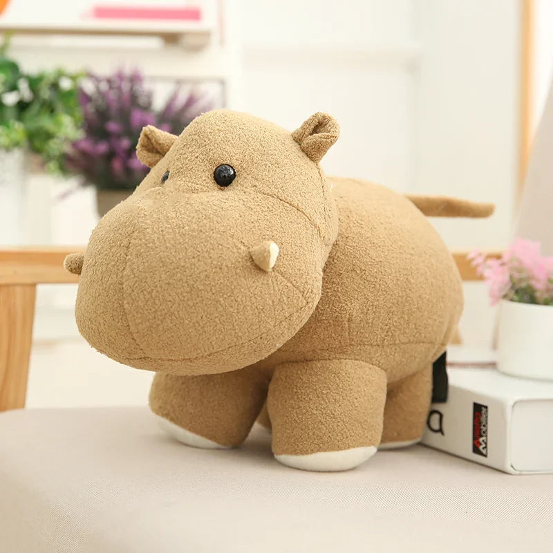 Chubby Elephant or Hippo Plush – Grey or Brown, 20cm / 25cm / 35cm