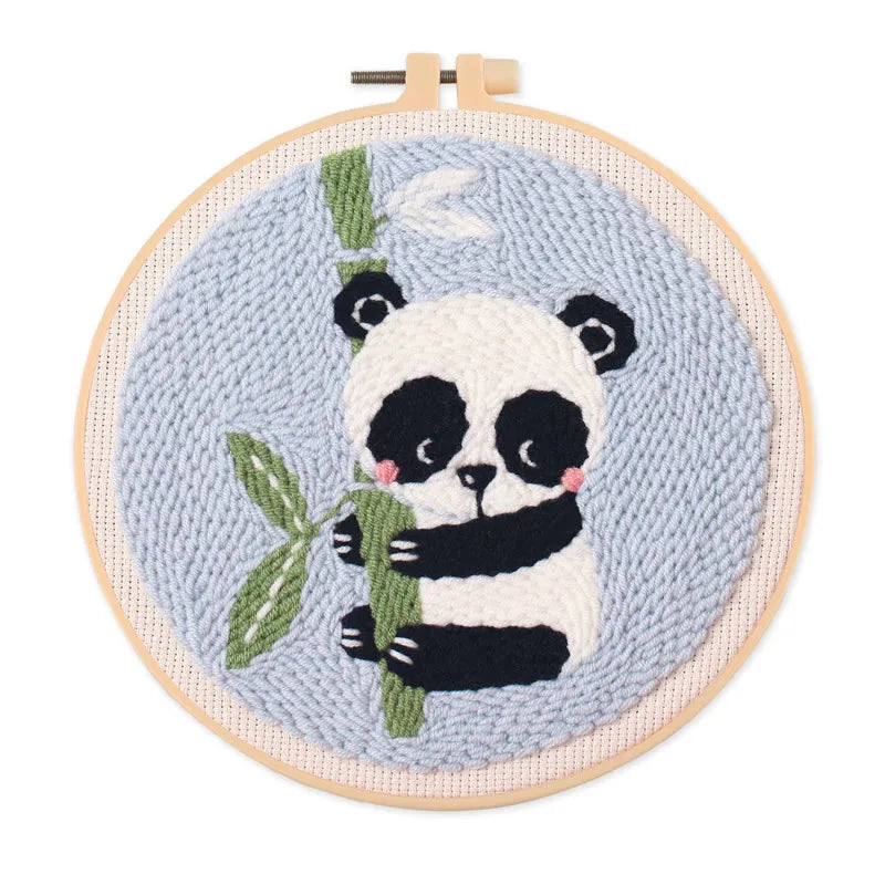 20cm Panda Design Punch Needle DIY Kit Set – Beginner Animal Craft Set