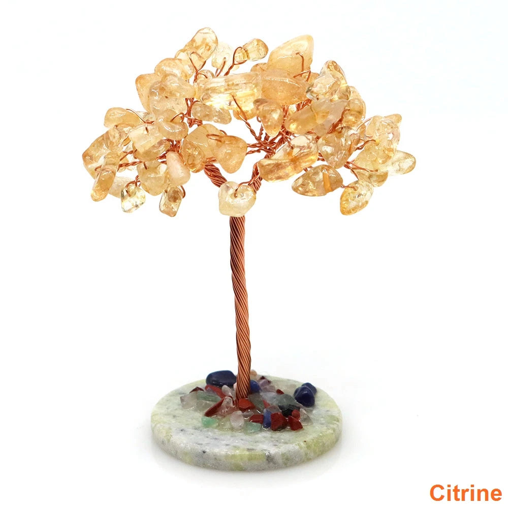 Crystal Money Tree Natural Crystal Healing Stone Reiki Quartz Gemstones Copper Wire Plant Gift