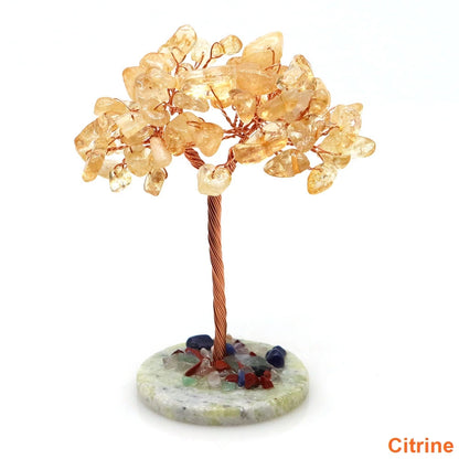 Crystal Money Tree Natural Crystal Healing Stone Reiki Quartz Gemstones Copper Wire Plant Gift