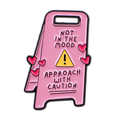 Approach with Caution Funny Sarcastic Enamel Brooch Lapel Pin Badge Novelty Gift