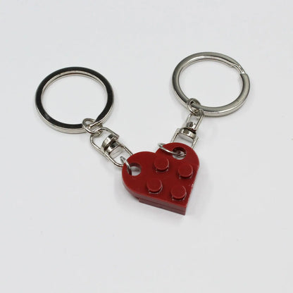 Couple Friends Heart-Shaped Keychain Keyring Set - Matching Design Gift