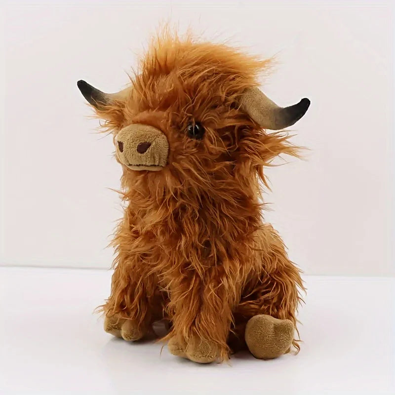 25cm Highland Cow Plush Toy – Soft Stuffed Animal in Brown or Black