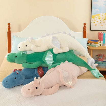 Large Giant Dragon Plush Pillow – Soft Stuffed Dinosaur Toy in 80cm–150cm - Multiple Colours