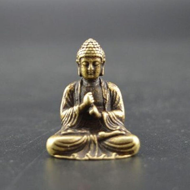 Set of 2 Mini Brass Copper Metal Buddha Figurine – Desk Buddy Ornament Collectible