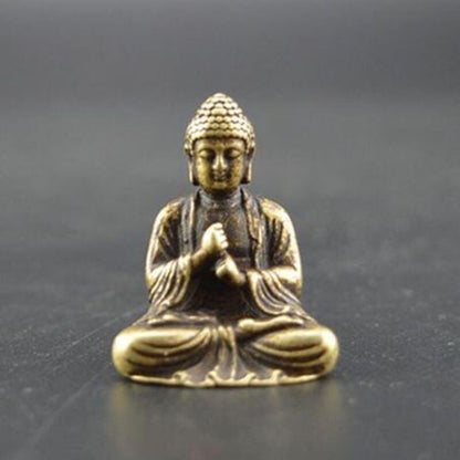 Set of 2 Mini Brass Copper Metal Buddha Figurine – Desk Buddy Ornament Collectible