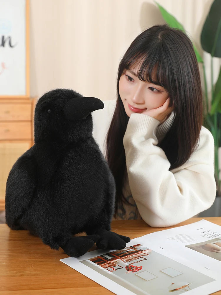 Realistic Crow Raven Plush – 15cm or 20cm Black Bird Soft Toy