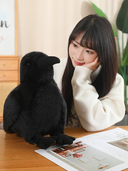 Realistic Crow Raven Plush – 15cm or 20cm Black Bird Soft Toy