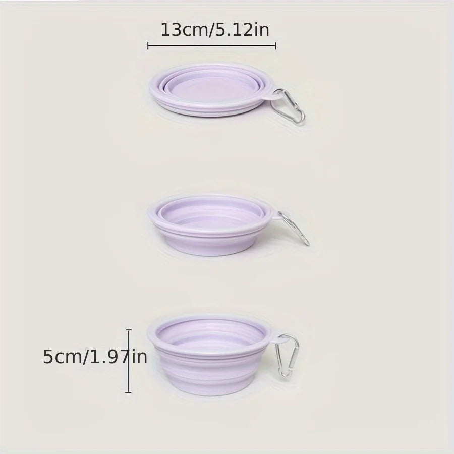 Portable Hanging Silicone Dog Pet Bowl – Foldable Travel Food & Water Bowl for Pets - Pastel Colours