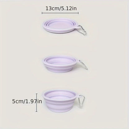 Portable Hanging Silicone Dog Pet Bowl – Foldable Travel Food & Water Bowl for Pets - Pastel Colours