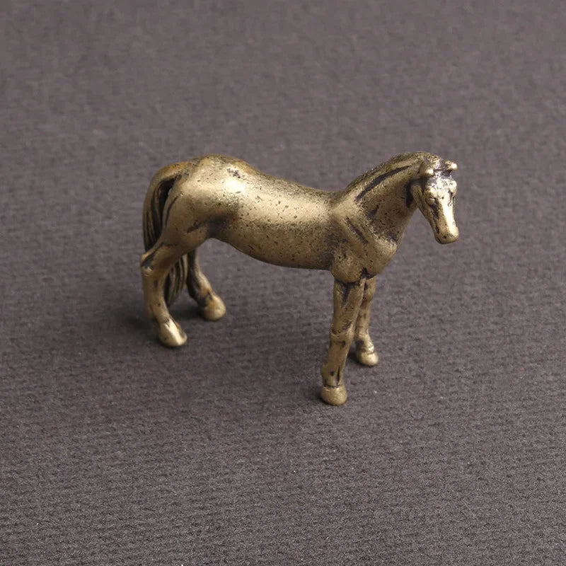 Mini Brass Copper Metal Horse Figurine – Desk Buddy Ornament Collectible
