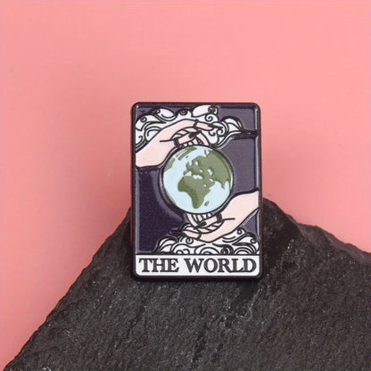 The World Tarot Card Style Enamel Pin Badge Lapel Brooch