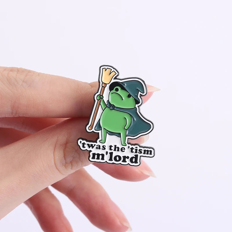 Twas The Tism M’Lord Frog Enamel Pin Badge Autism Funny Wizard Witch Brooch Lapel Cartoon