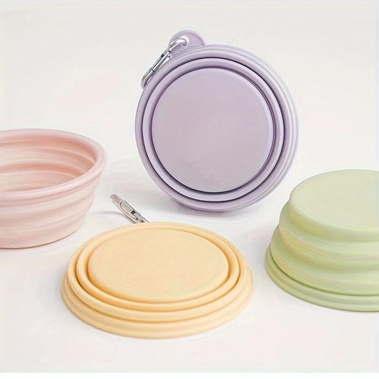 Portable Hanging Silicone Dog Pet Bowl – Foldable Travel Food & Water Bowl for Pets - Pastel Colours