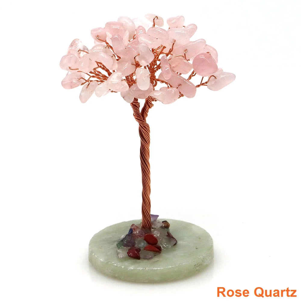 Crystal Money Tree Natural Crystal Healing Stone Reiki Quartz Gemstones Copper Wire Plant Gift