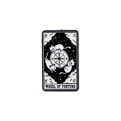 Mystic Black White Cats Tarot Card Design Enamel Pin Badges Moon Sun Strength Fortune Cat