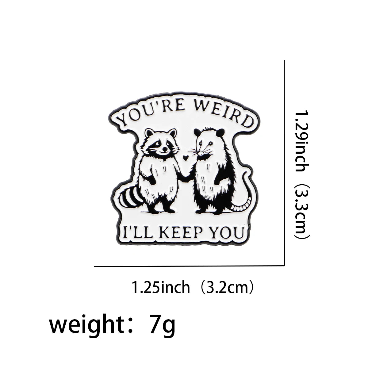 Opossum & Raccoon Weird Best Friends Funny Enamel Brooch Lapel Pin Badge Novelty Gift
