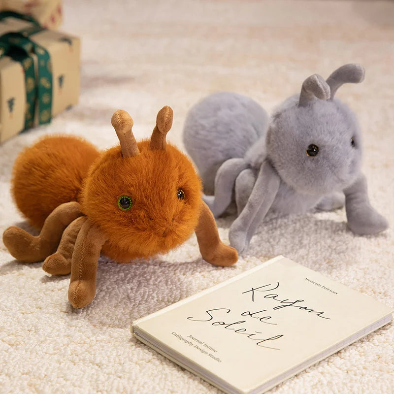 23cm Cute Ant Plushie – Soft Lifelike Ant Toy in Brown, Black, Grey, Yellow-Brown