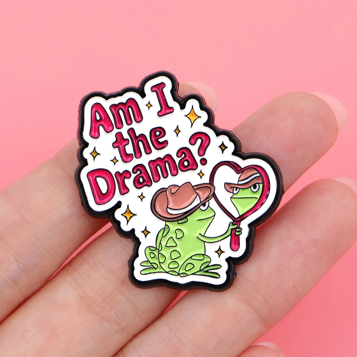Cat Frog Duck Toad Enamel Pin Badge Cute Funny Quotes Brooch Hold On Partner Am I The Drama