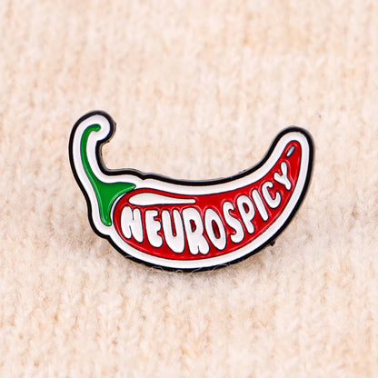 Neurospicy Funny Enamel Brooch Lapel Pin Badge Autism ADHD Neurodivergent