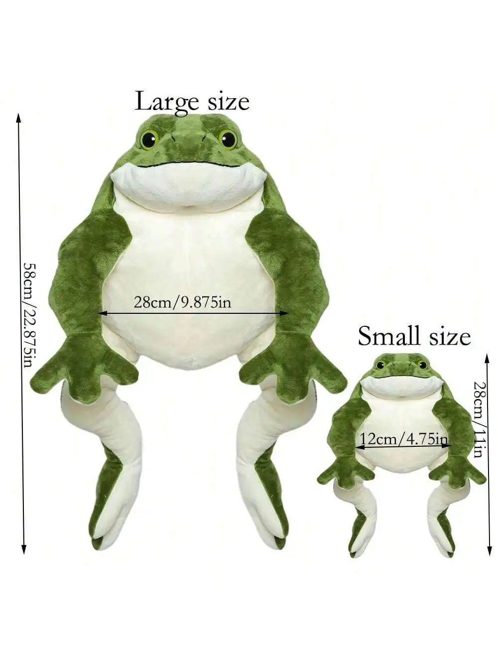 Giant Frog Plush Toy – Soft Stuffed Animal Pillow in 28 cm & 58 cm