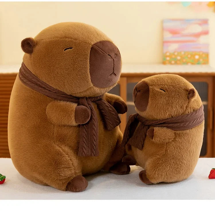 23/35CM Cute Capybara Plush Toy with Scarf -  Autumn Winter Seasonal