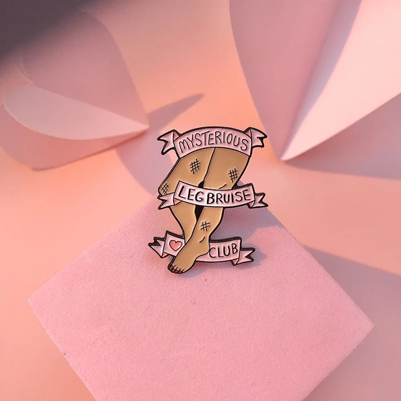 Mysterious Leg Bruise Club Funny Enamel Pin Badge Brooch Lapel Backpack ADHD