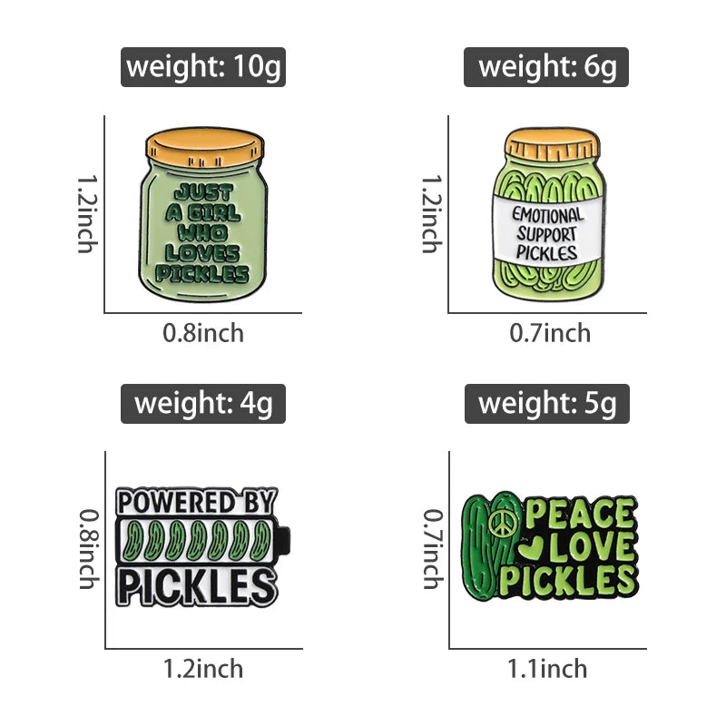 Pickles Lover Enamel Pin Badge Funny Cartoon Pickle Jar Brooches Lapel Bag Badge