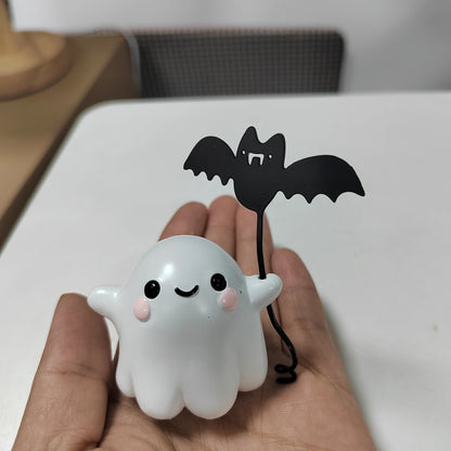 Halloween Cute Ghost with Bat Balloon Decoration – Spooky Desktop Party Ornament Gift