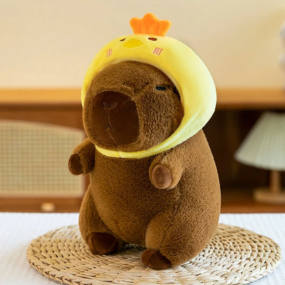 Cute Capybara Plush Toy with Hat -  Frog, Duck, Bunny, Strawberry, Bread, Toast or Turtle Backpack