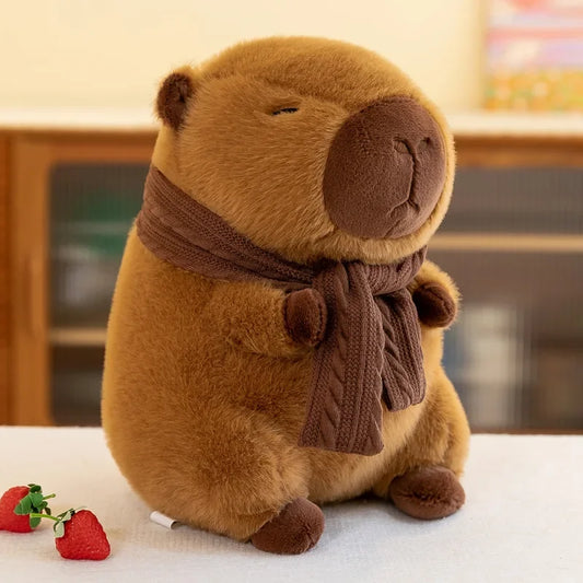 23/35CM Cute Capybara Plush Toy with Scarf -  Autumn Winter Seasonal