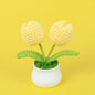 Crochet Knitted Artificial Flower Plant in Pot - Hand Woven Potted Desk Desktop Home Decor Gift Ornament