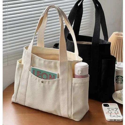 Large Capacity Canvas Tote Bag – Everyday Shoulder Bag for Work, School & Shopping