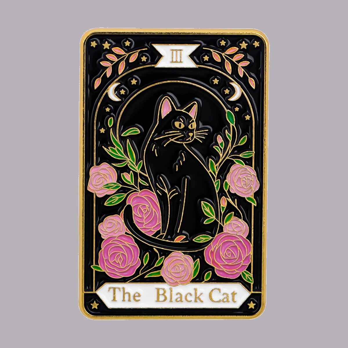 The Black Cat Tarot Card Style Enamel Pin Badge Brooch