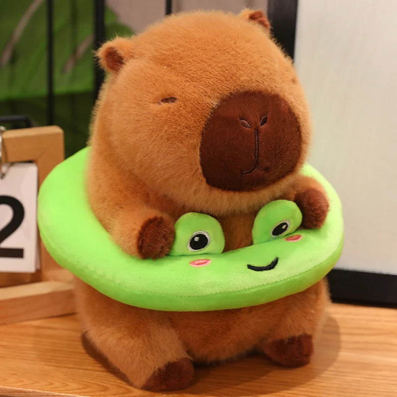 Cute Capybara Plush Toy with Swimming Swim Ring Float -  Frog, Duck, Bunny, Strawberry, Bread / Toast, Pig, Unicorn