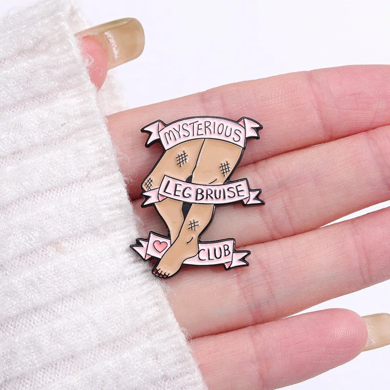Mysterious Leg Bruise Club Funny Enamel Pin Badge Brooch Lapel Backpack ADHD