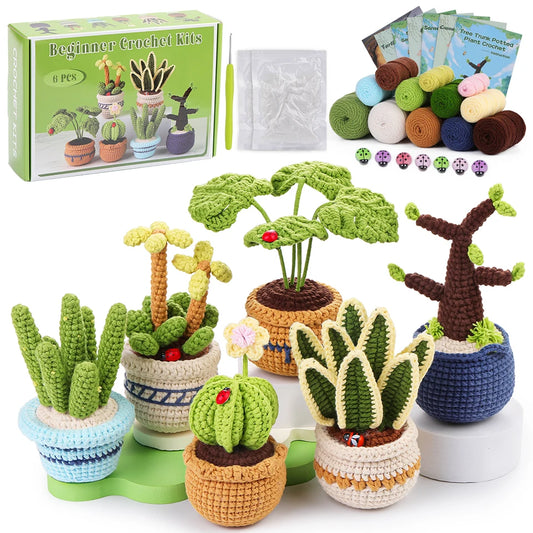 6 Piece Plant Succulent Set - DIY Beginners Crochet Kit
