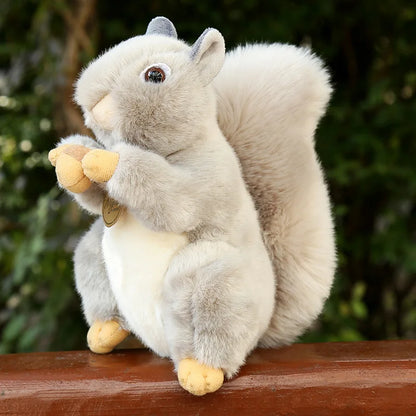 20cm Realistic Grey Squirrel Plush Soft Toy Holding Acorn