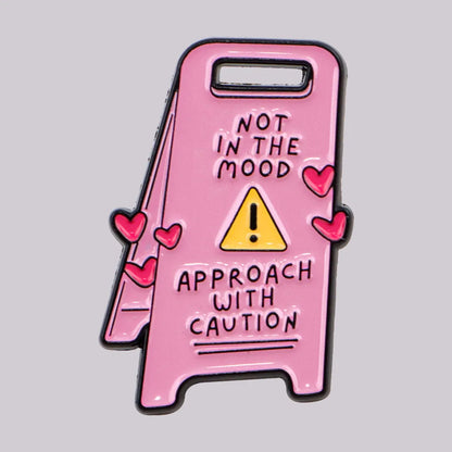 Approach with Caution Funny Sarcastic Enamel Brooch Lapel Pin Badge Novelty Gift