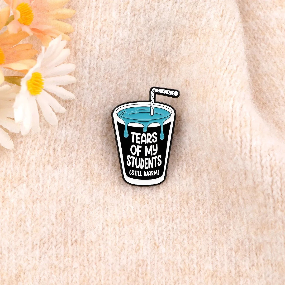 Students Tears Cup Funny Enamel Brooch Lapel Pin Badge Teacher TA Gift Student Novelty